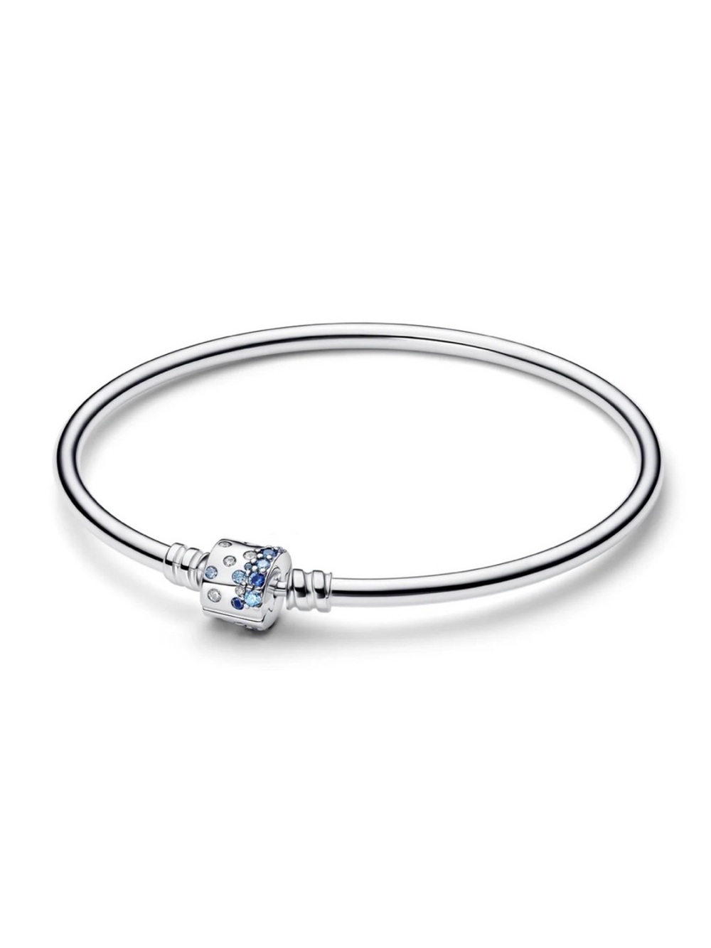 100% AUTH Pandora limited ed sparkling barrel clasp  sz small 6.7” silver/blue